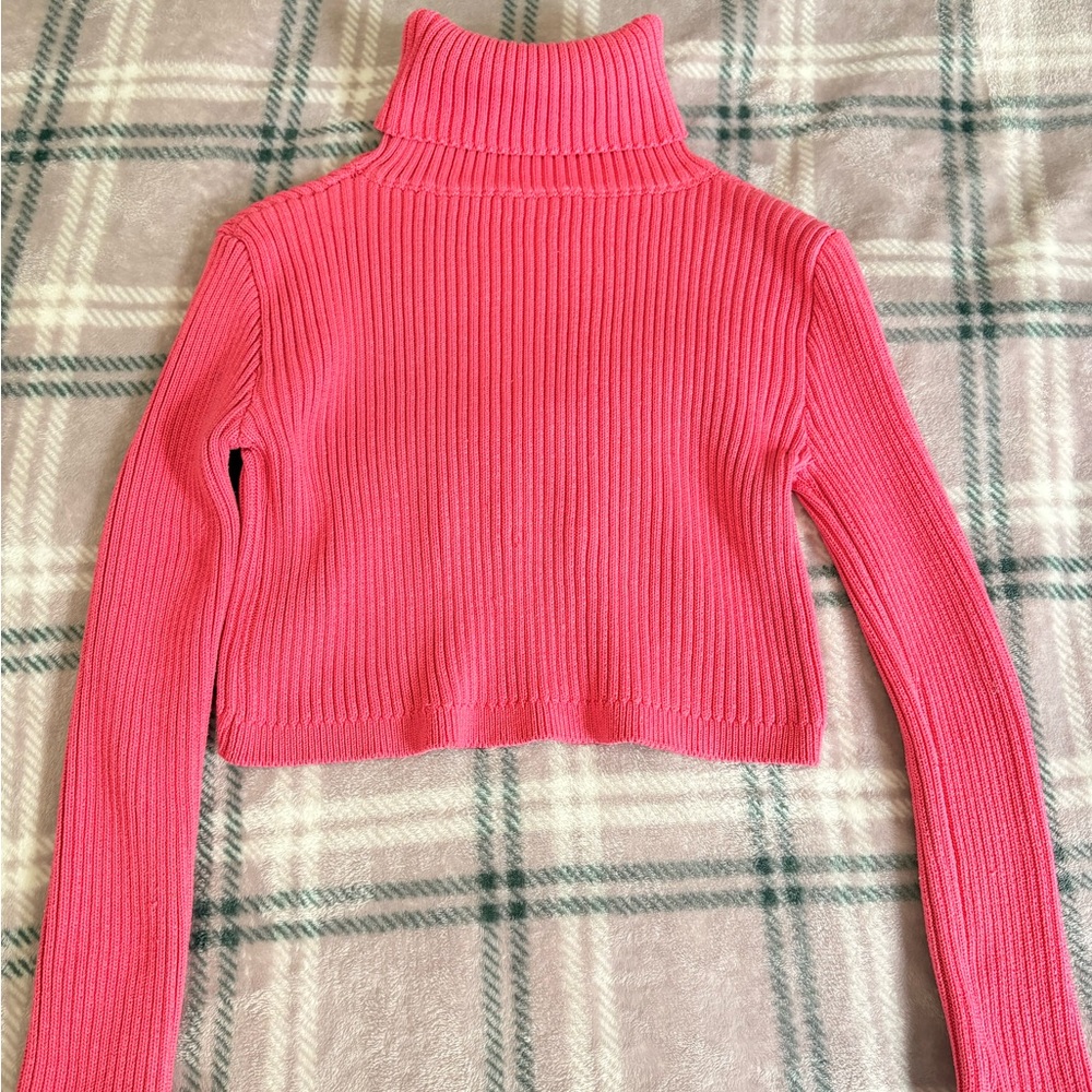 Fuchsia Ribbed Turtleneck Sweater - Picture 4 of 7